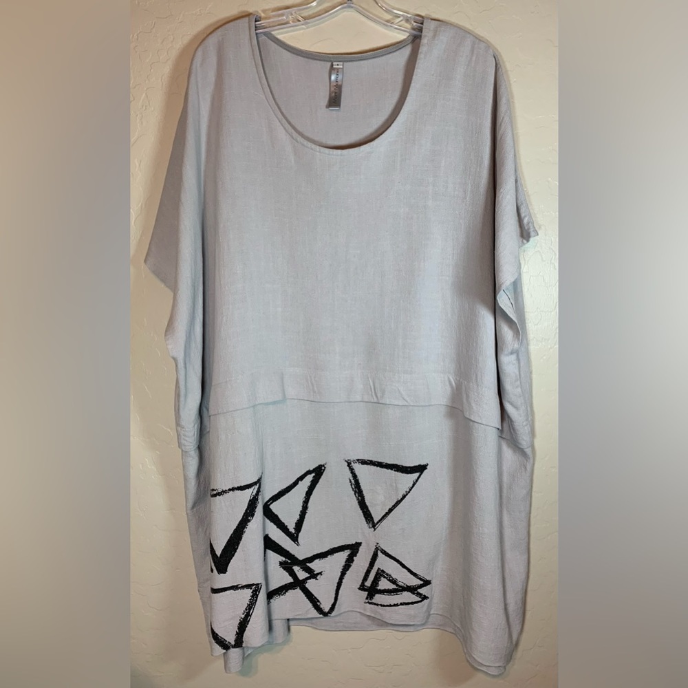 MATTI MAMANE Contemporary Grey Short Sleeve Tunic Dress Size 1 Cotton Blend 0069